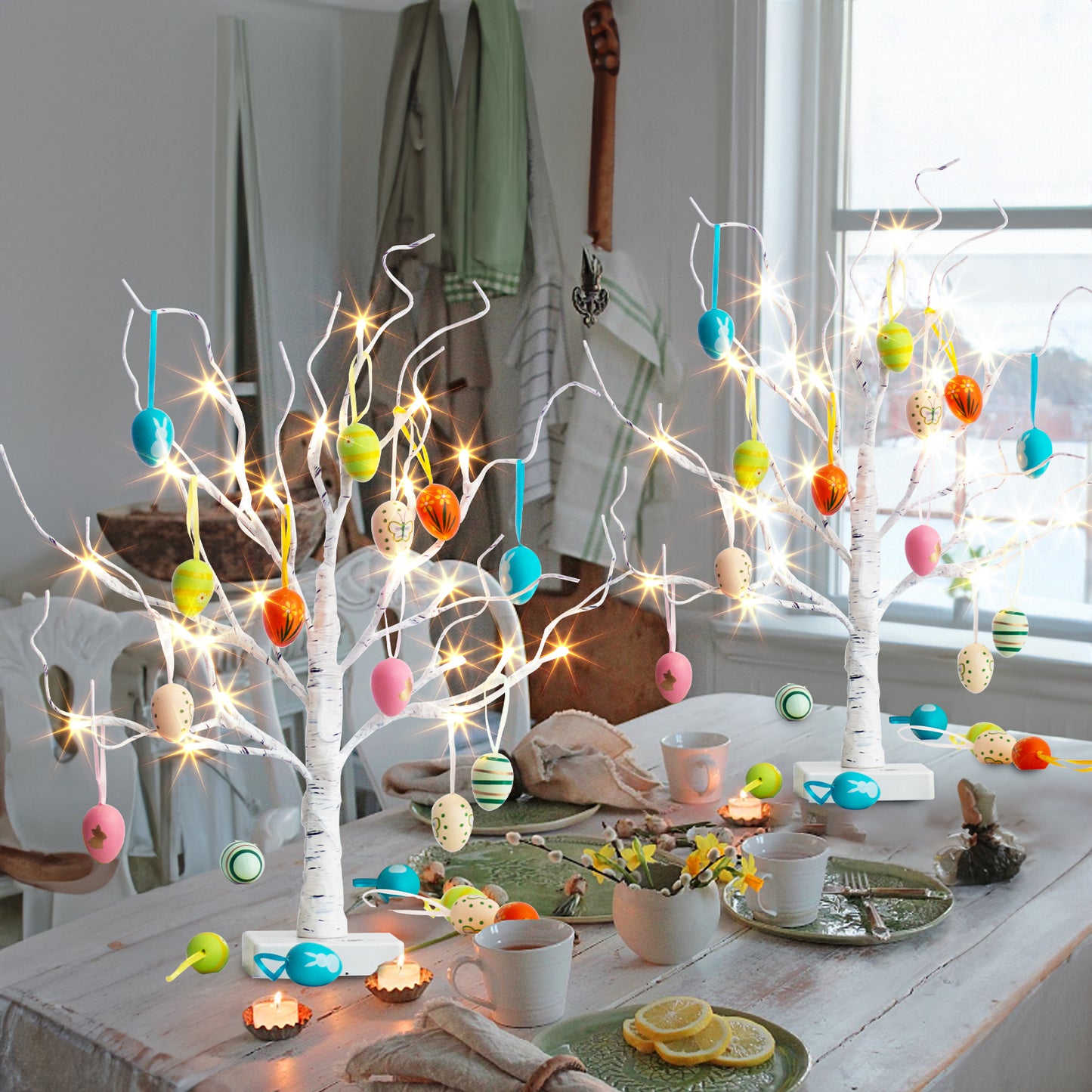 EAMBRITE Easter Decorations Easter Tree with 18x2 pcs Eggs Ornaments