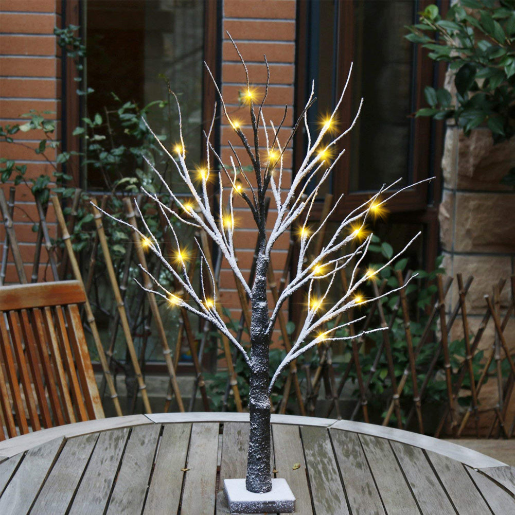 Árbol Bonsái de Nieve EAMBRITE de 24 Pulgadas con Funcionamiento por Batería