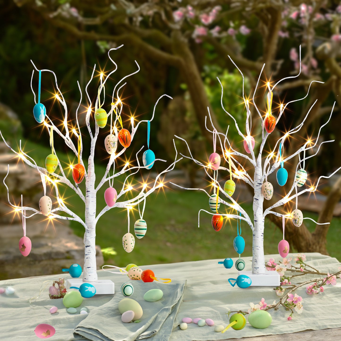 EAMBRITE Easter Decorations Easter Tree with 18x2 pcs Eggs Ornaments