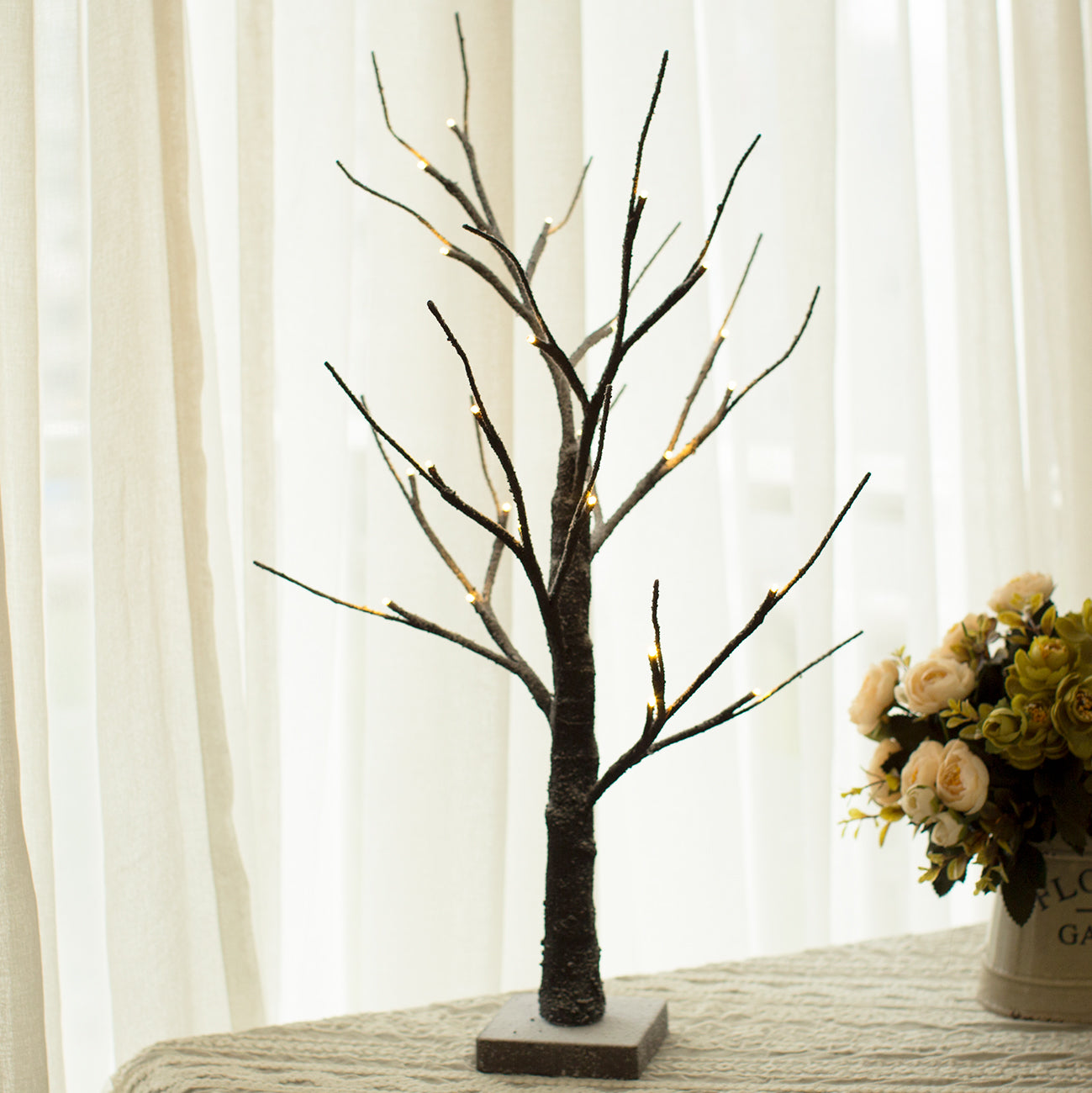 Árbol Bonsái de Nieve EAMBRITE de 24 Pulgadas con Funcionamiento por Batería