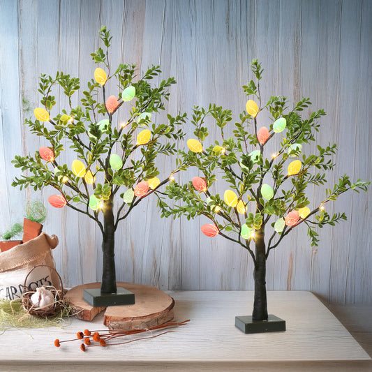 EAMBRITE Easter Decorations Easter Tree with Eggs, 2Ft Tabletop Tree with 24 LED Lights