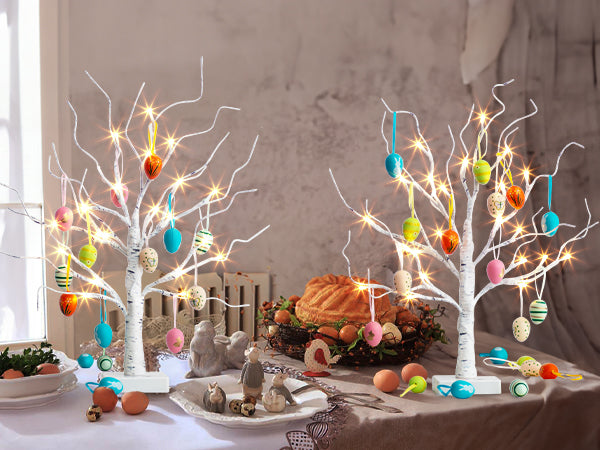 EAMBRITE Easter Decorations Easter Tree with 18x2 pcs Eggs Ornaments