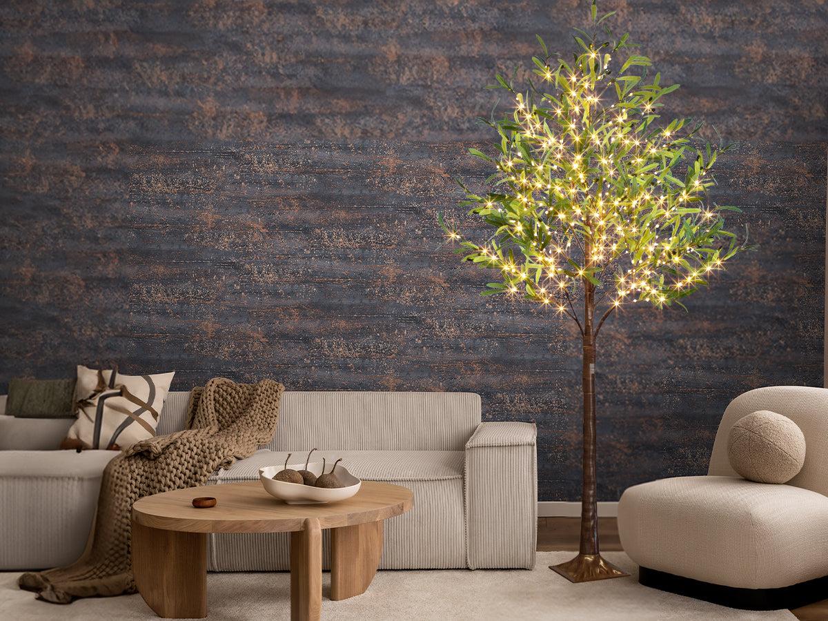 EAMBRITE Lighted Olive Tree Artificial Indoor, 6Ft Eucalyptus Tree with Fairy Lights