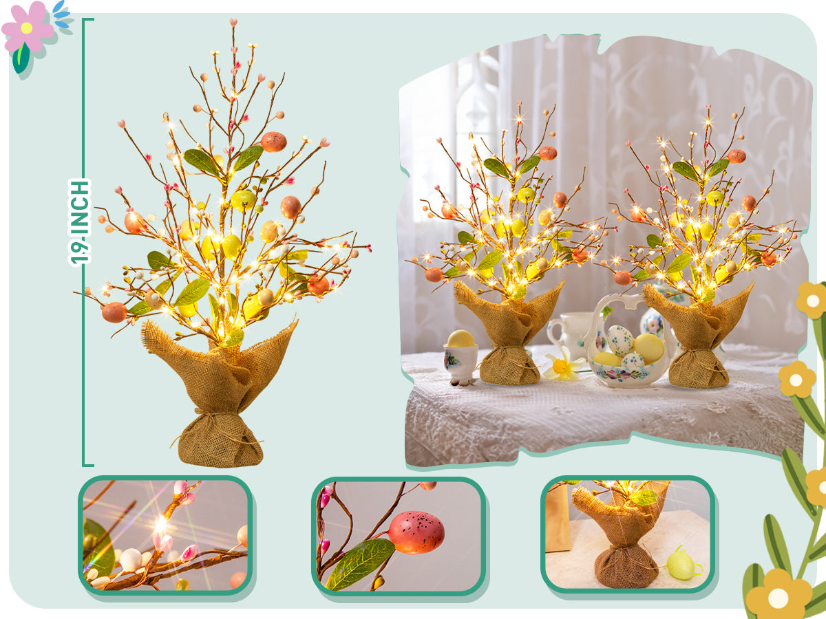 EAMBRITE Easter Decorations Easter Egg Tree with Lights