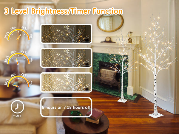 EAMBRITE 5FT 6FT White Birch Tree Set Christmas Tree Decorations
