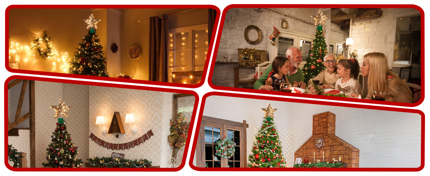 EAMBRITE 13.37” 40 LED Christmas Rattan Tree Topper