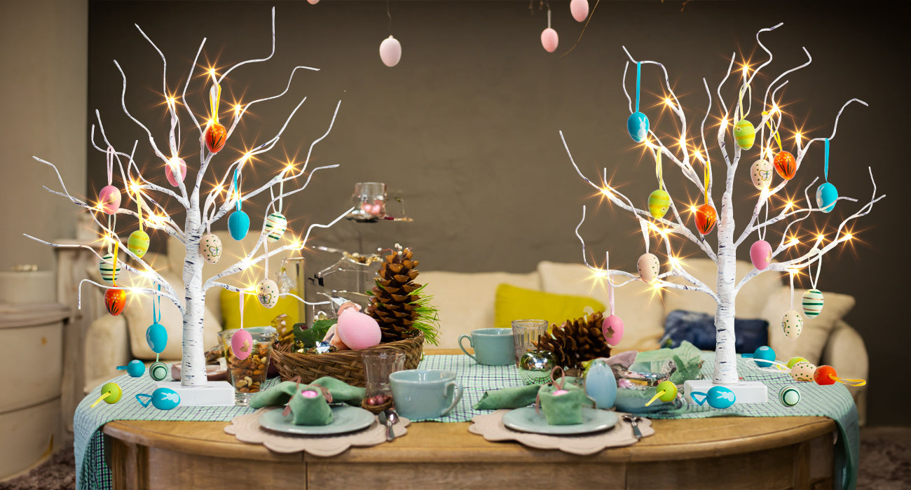 EAMBRITE Easter Decorations Easter Tree with 18x2 pcs Eggs Ornaments