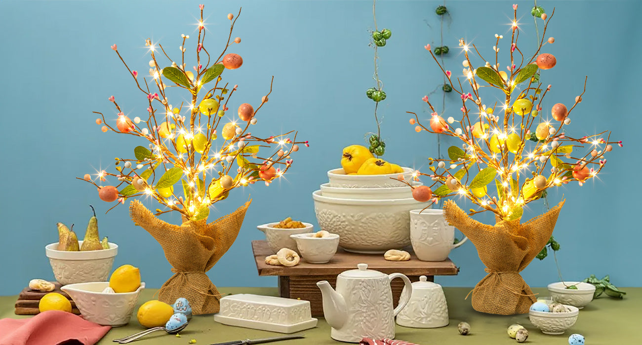 EAMBRITE Easter Decorations Easter Egg Tree with Lights