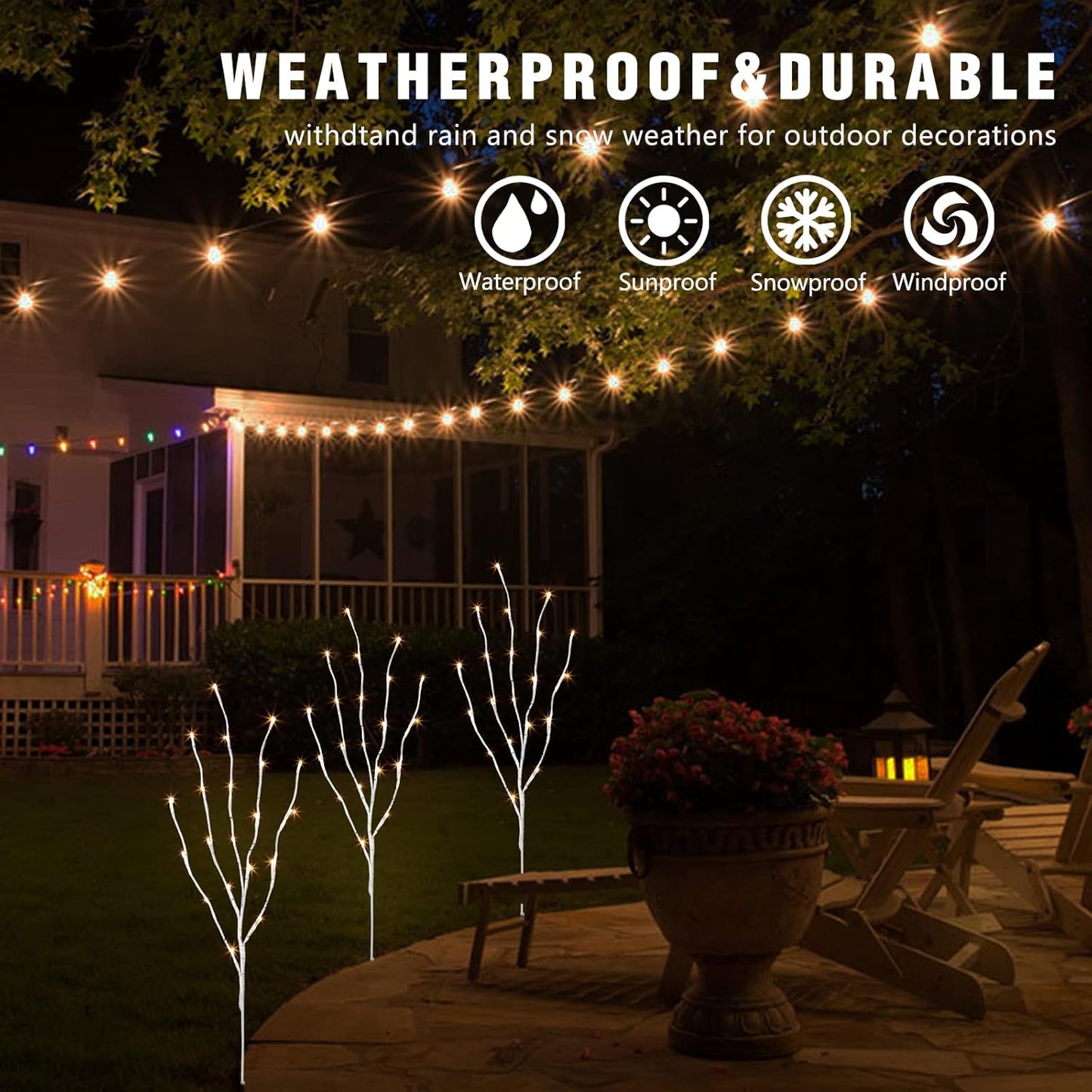EAMBRITE Pre Lit White Birch Twig Branch Lights
