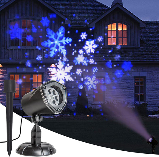 EAMBRITE Christmas Projector Lights LED White Blue Rotating Snowflake Projector Light