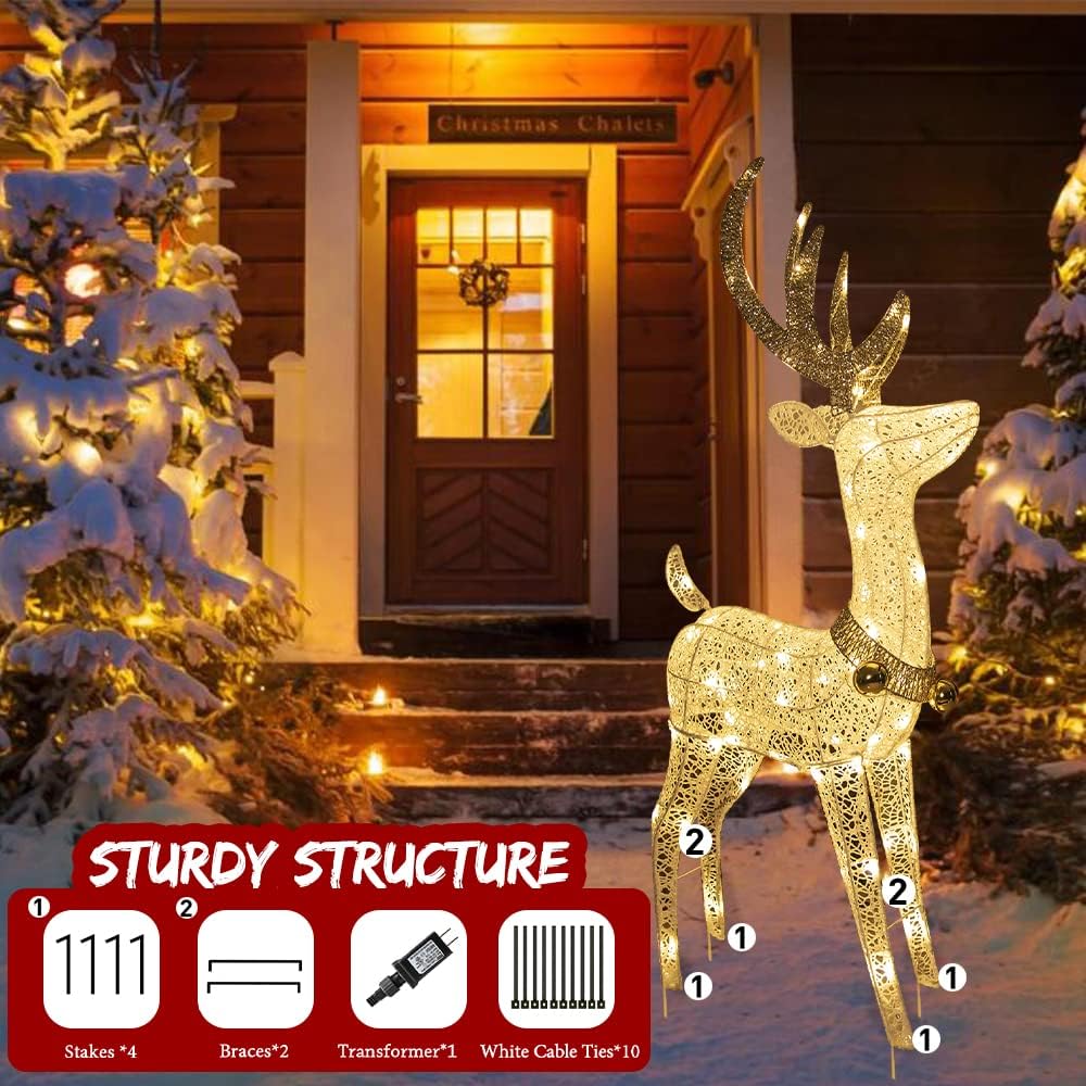 EAMBRITE 48” 70 LT Pre-Lit Christmas Glittering Reindeer
