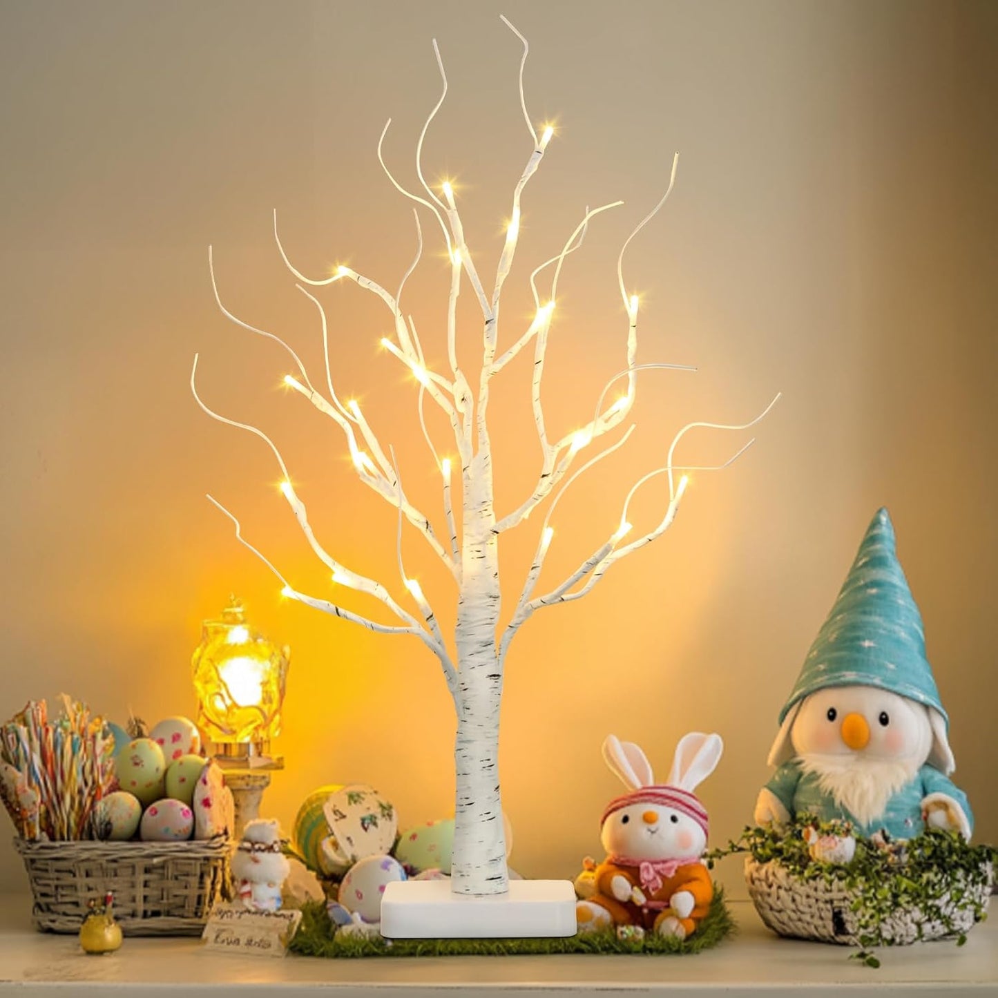 EAMBRITE Birch Tree with Led Lights, White Christmas Decorations Indoor