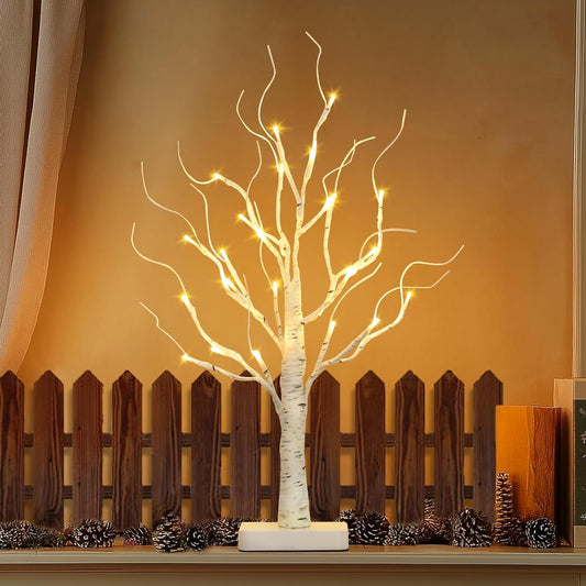 EAMBRITE Birch Tree with Led Lights, White Christmas Decorations Indoor