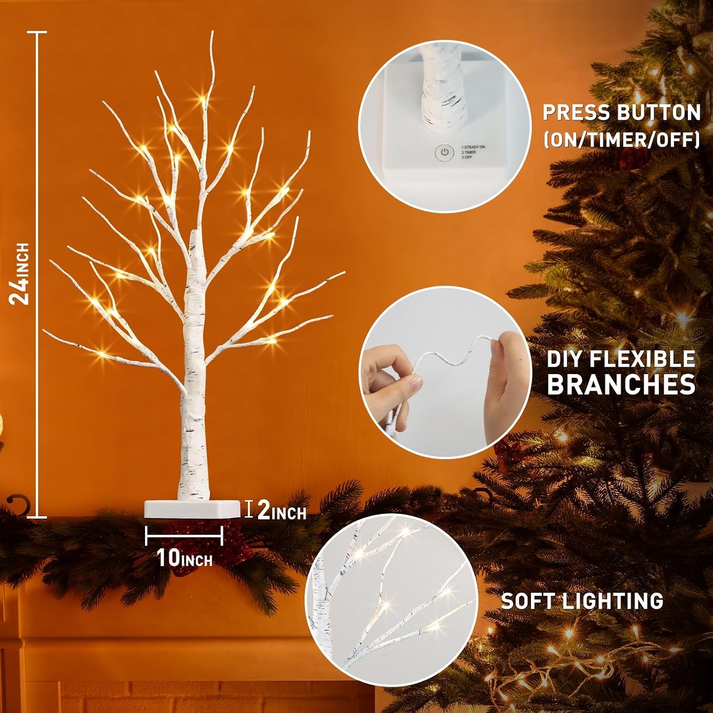 TETETATA Lighted Birch Tree with LED Lights Christmas Decoration