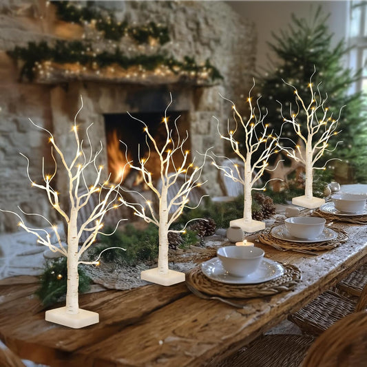EAMBRITE Birch Tree with LED Lights for Christmas Decorations Indoor Lighted Tabletop Tree