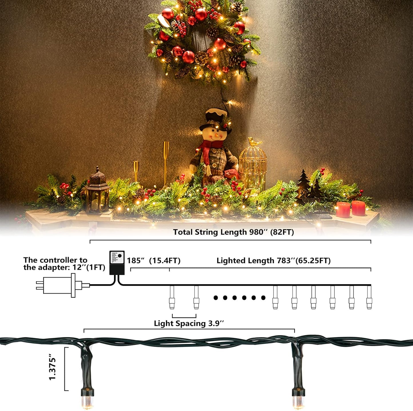 TETETATA Christmas Tree Lights Warm White,