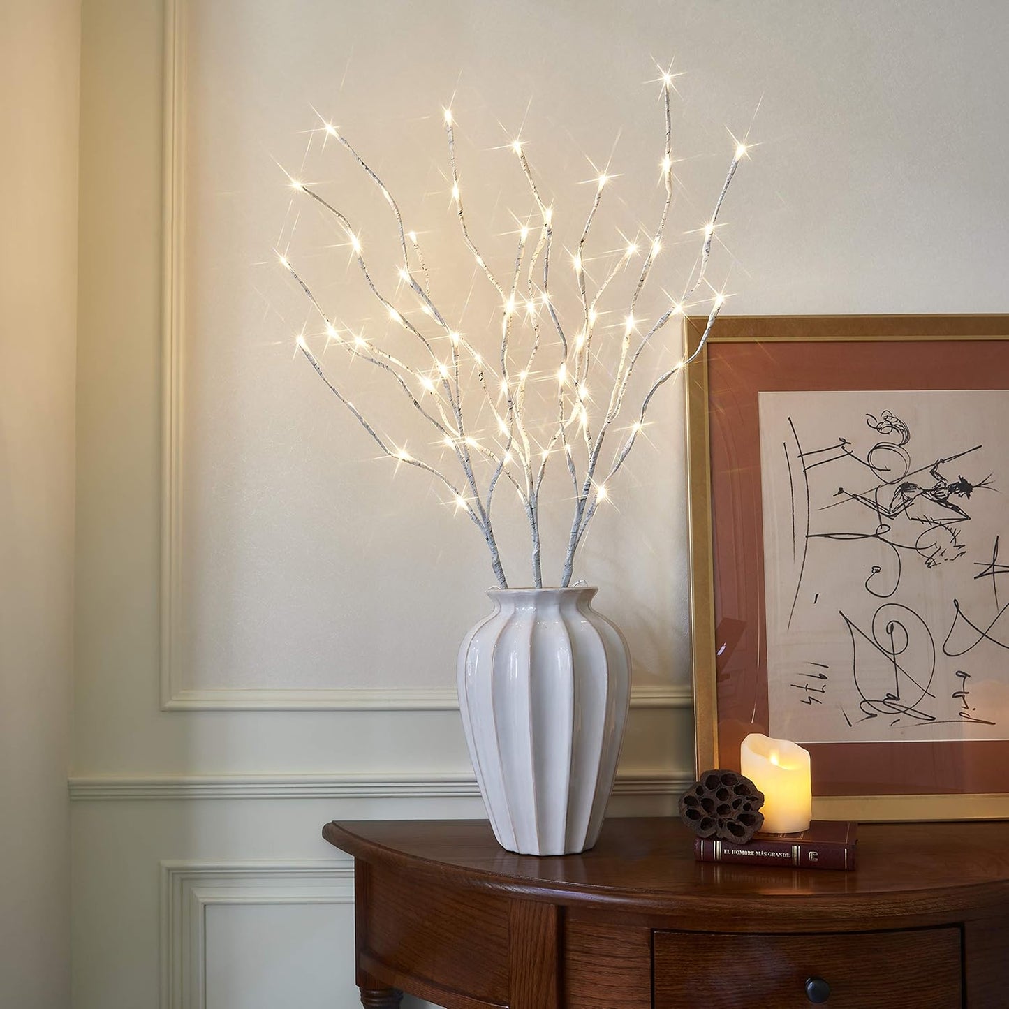 EAMBRITE Pre Lit White Birch Twig Branch Lights
