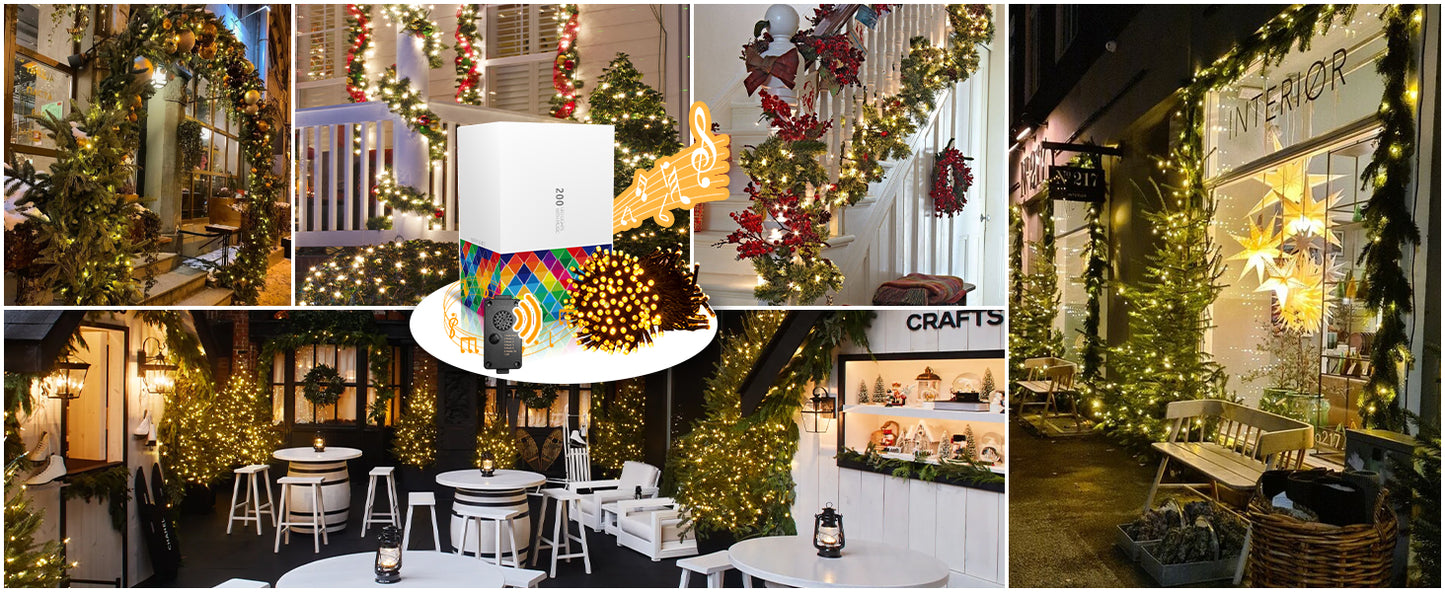 EAMBRITE Christmas Lights Outdoor 82 Ft 200 LT Christmas Lights with Cheerful Music