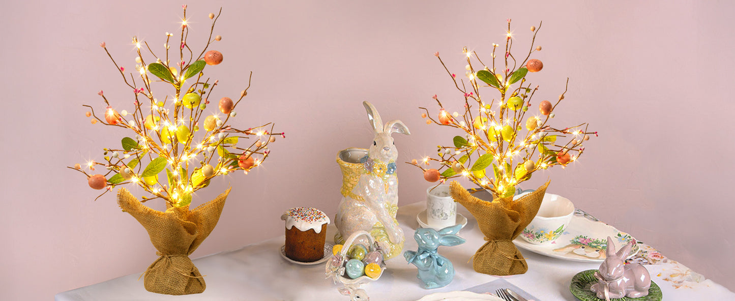 EAMBRITE Easter Decorations Easter Egg Tree with Lights