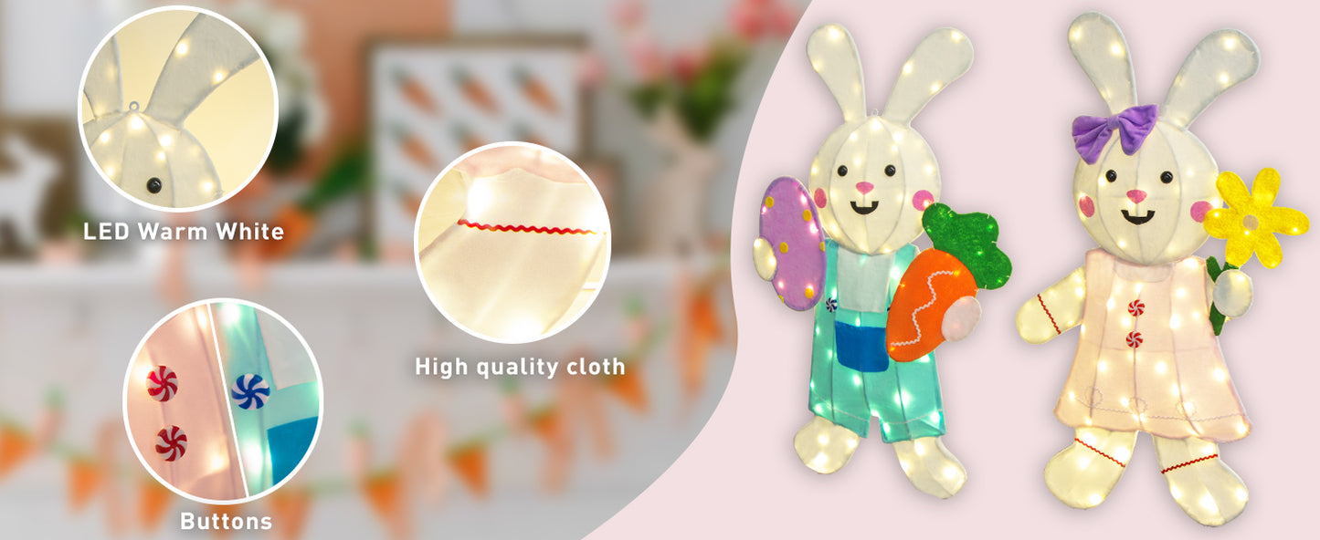 EAMBRITE 2 Pack Easter Decorations Outdoor Bunny Decor