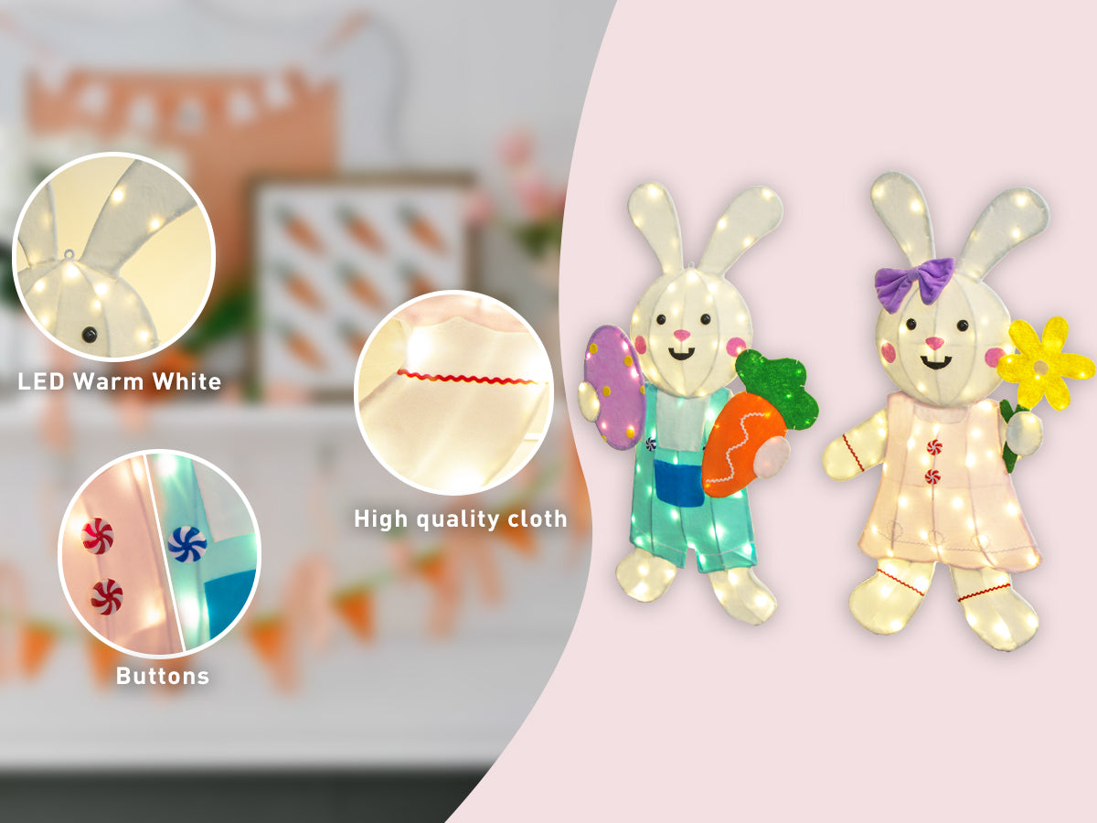 EAMBRITE 2 Pack Easter Decorations Outdoor Bunny Decor