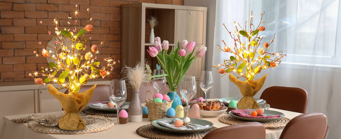 EAMBRITE Easter Decorations Easter Egg Tree with Lights
