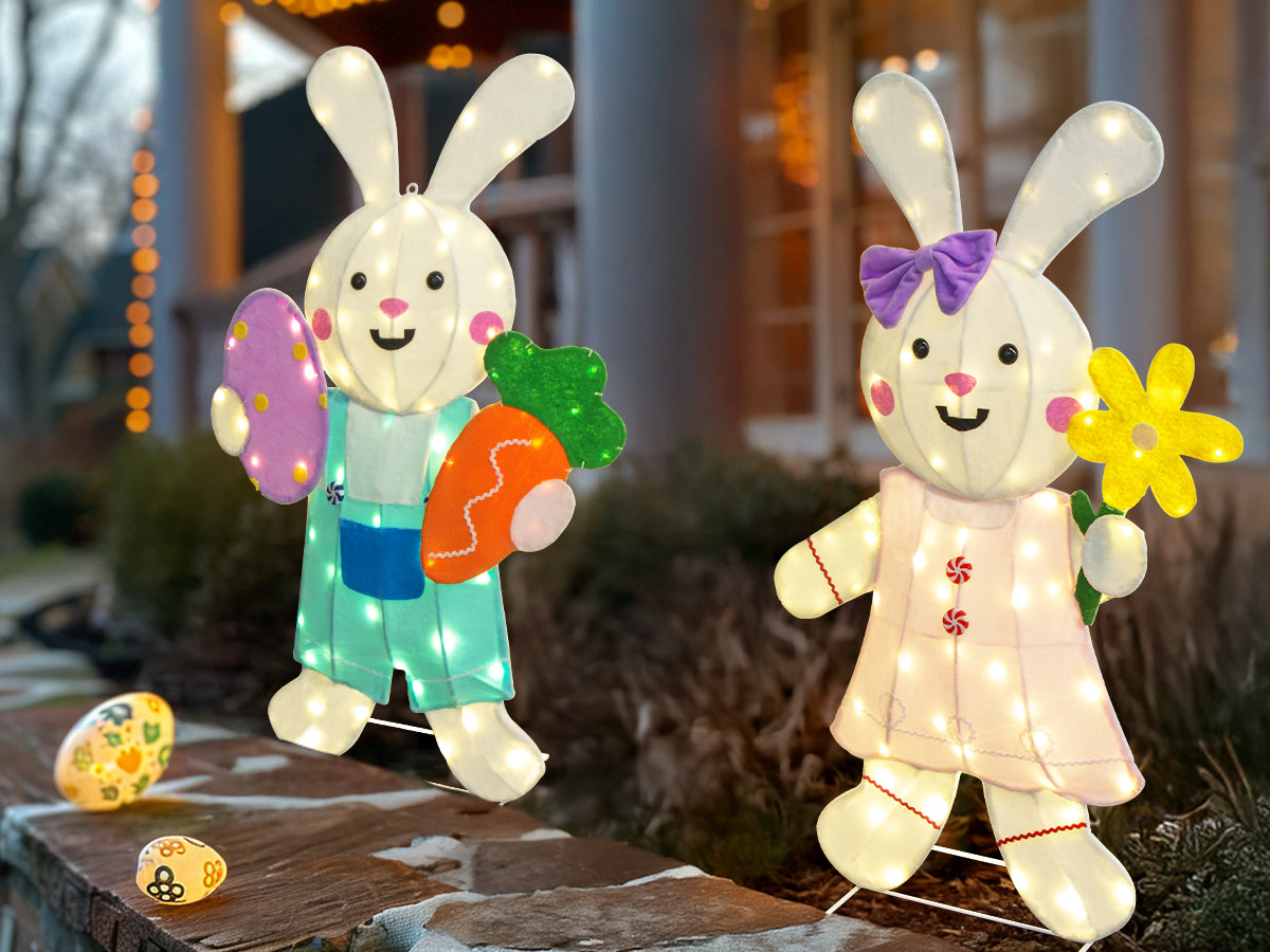 EAMBRITE 2 Pack Easter Decorations Outdoor Bunny Decor