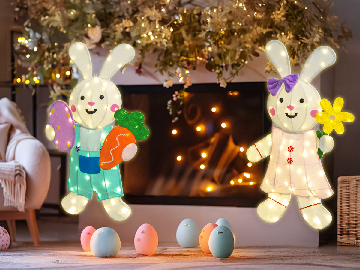 EAMBRITE 2 Pack Easter Decorations Outdoor Bunny Decor