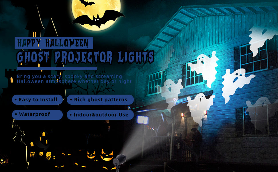 EAMBRITE Halloween Projector Lights, Rotating Ghost Projector Halloween Outdoor