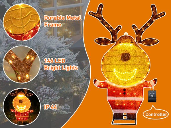 EAMBRITE Lighted Reindeer Outdoor Decorations