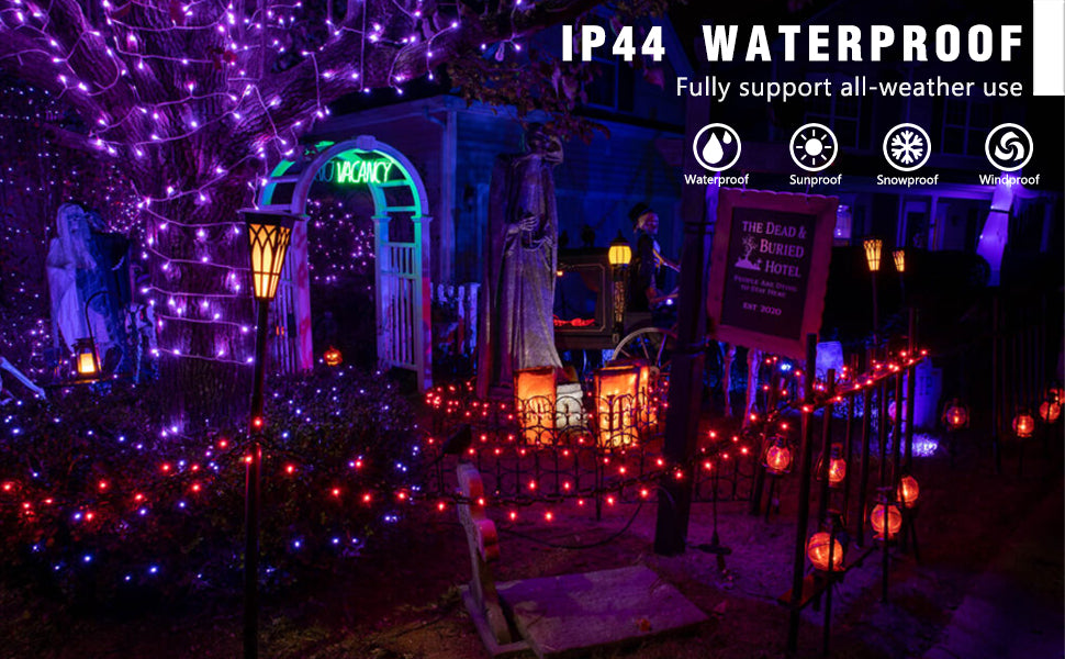 EAMBRITE Halloween Decorations 200 LED Halloween String Lights with Spooky Music