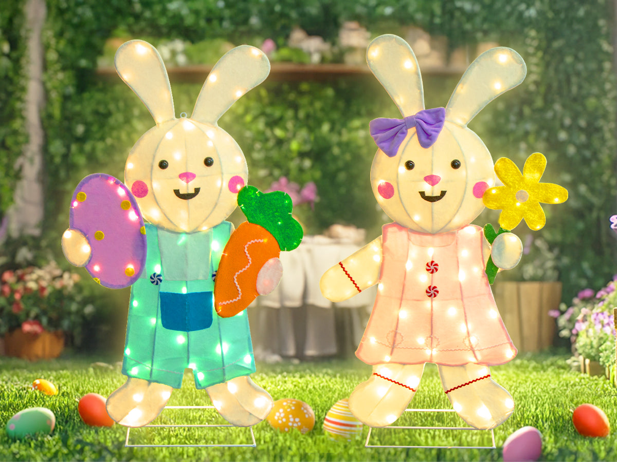 EAMBRITE 2 Pack Easter Decorations Outdoor Bunny Decor