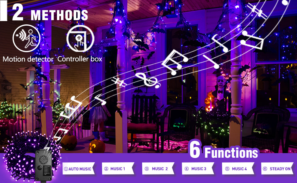EAMBRITE Halloween Decorations 200 LED Halloween String Lights with Spooky Music