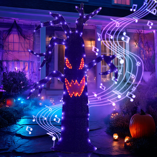 EAMBRITE Halloween Decorations Outdoor Dead Tree with Purple & Orange LED Lights