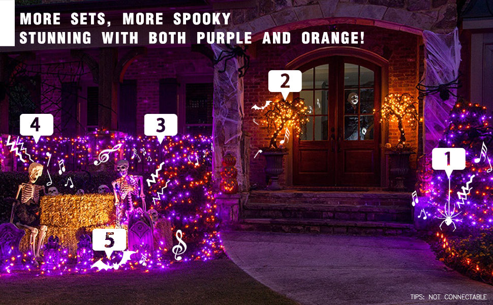 EAMBRITE Halloween Decorations 200 LED Halloween String Lights with Spooky Music