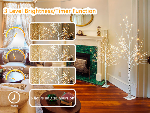 EAMBRITE 5FT 6FT White Birch Tree Set Christmas Tree Decorations