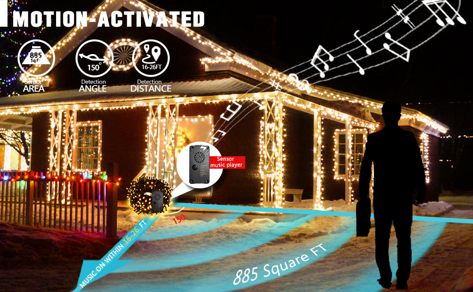 EAMBRITE Christmas Lights Outdoor 82 Ft 200 LT Christmas Lights with Cheerful Music