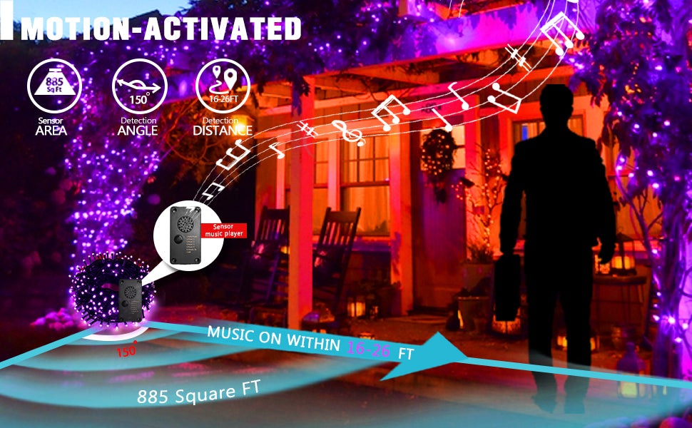 EAMBRITE Halloween Decorations 200 LED Halloween String Lights with Spooky Music