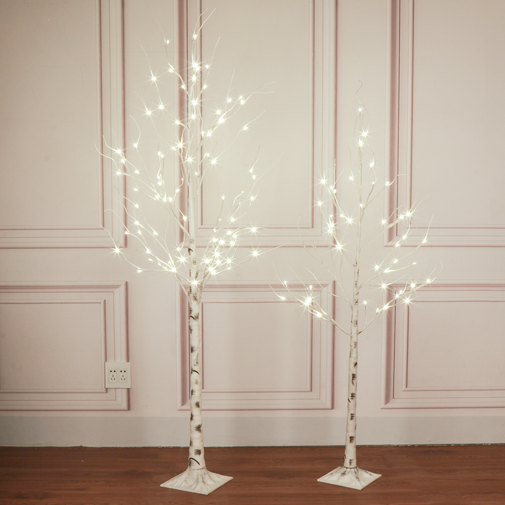 EAMBRITE 5FT 6FT White Birch Tree Set Christmas Tree Decorations