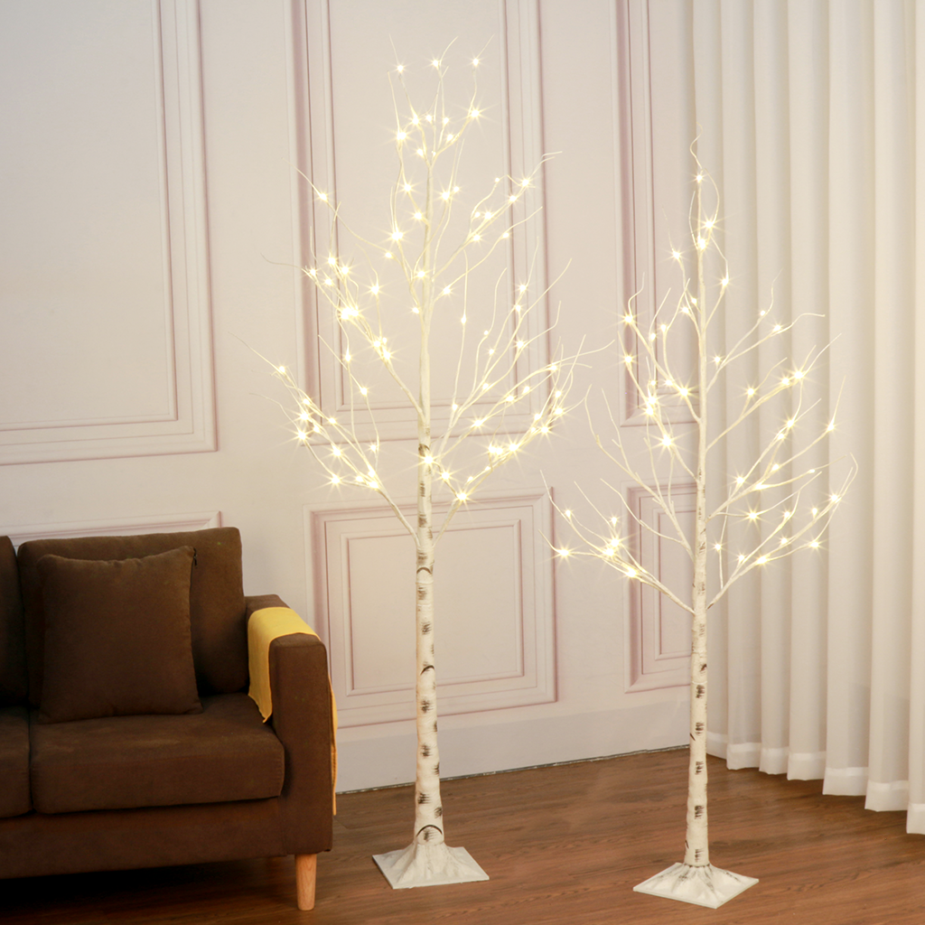 EAMBRITE 5FT 6FT White Birch Tree Set Christmas Tree Decorations