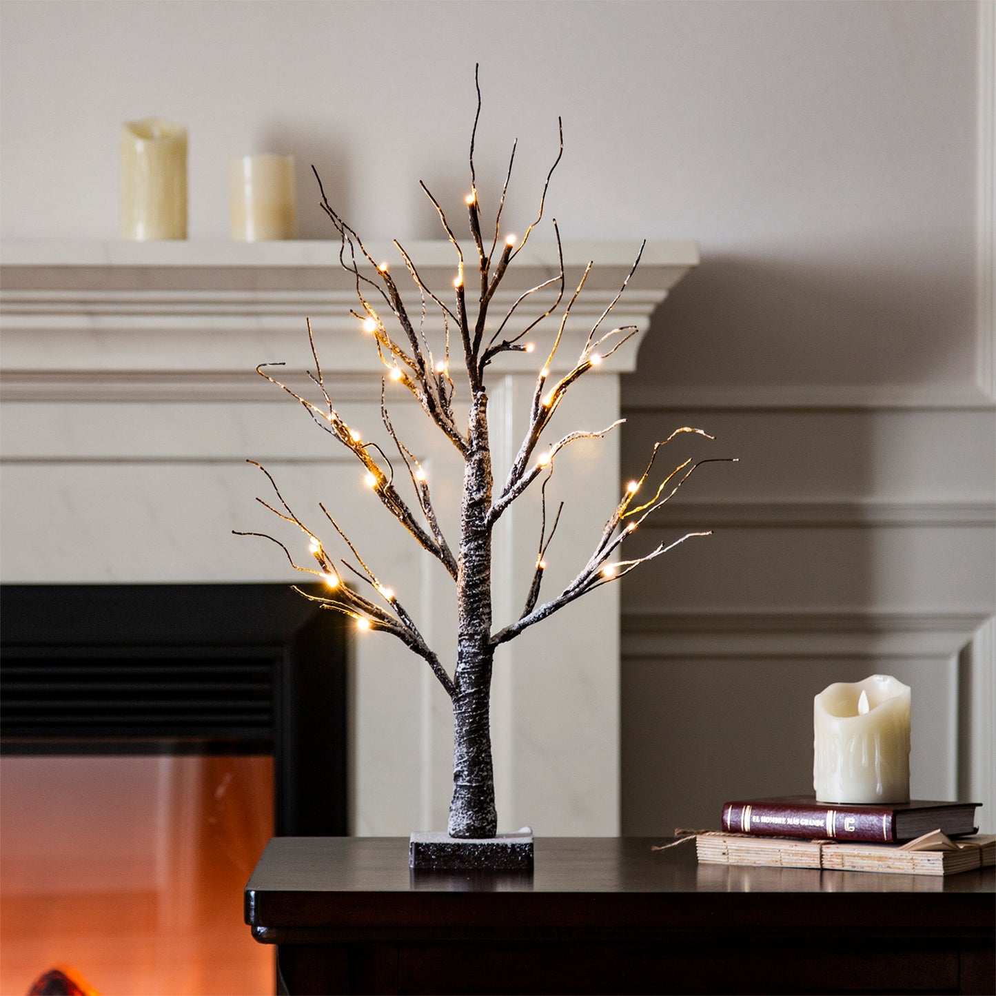 Árbol Bonsái de Nieve EAMBRITE de 24 Pulgadas con Funcionamiento por Batería