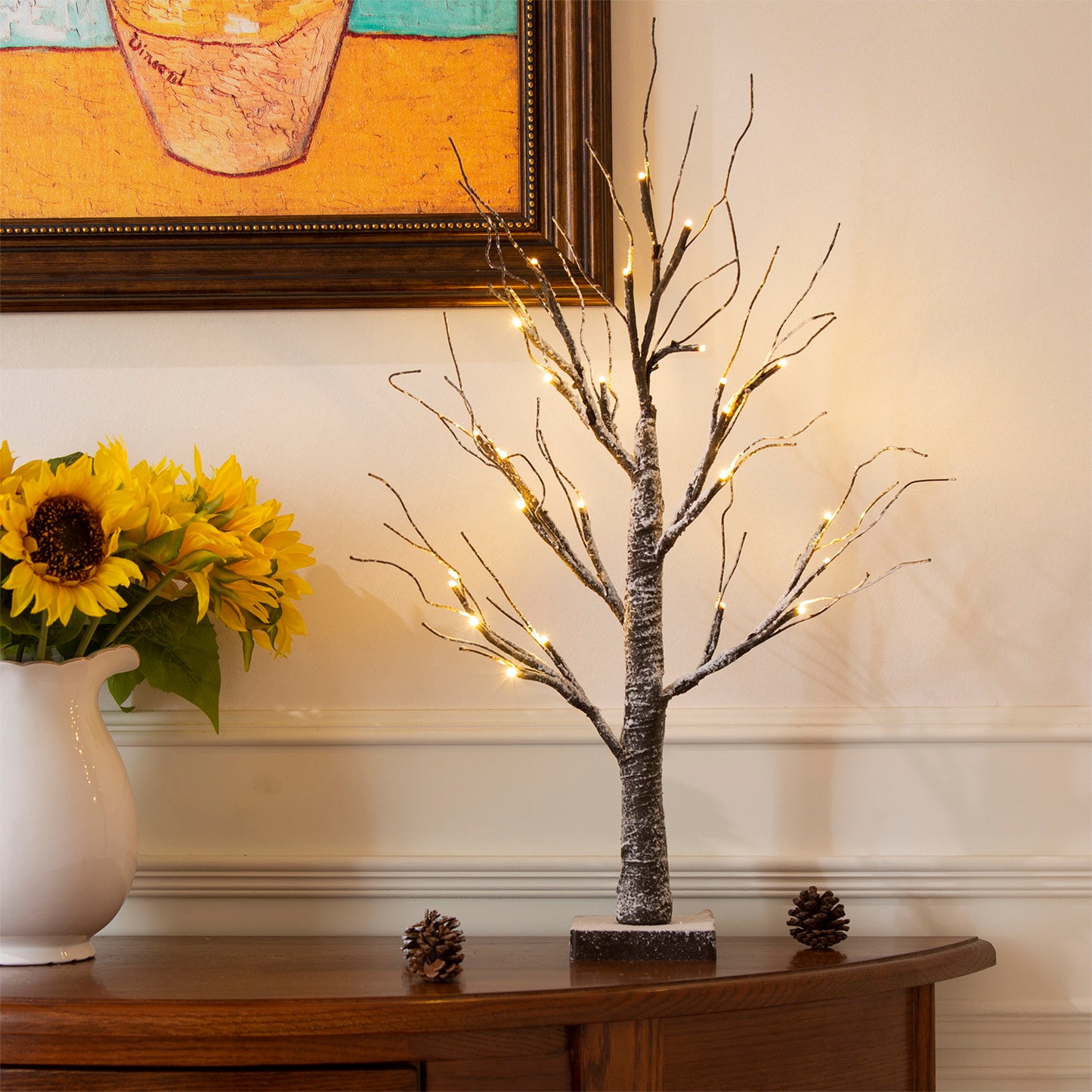 Árbol Bonsái de Nieve EAMBRITE de 24 Pulgadas con Funcionamiento por Batería