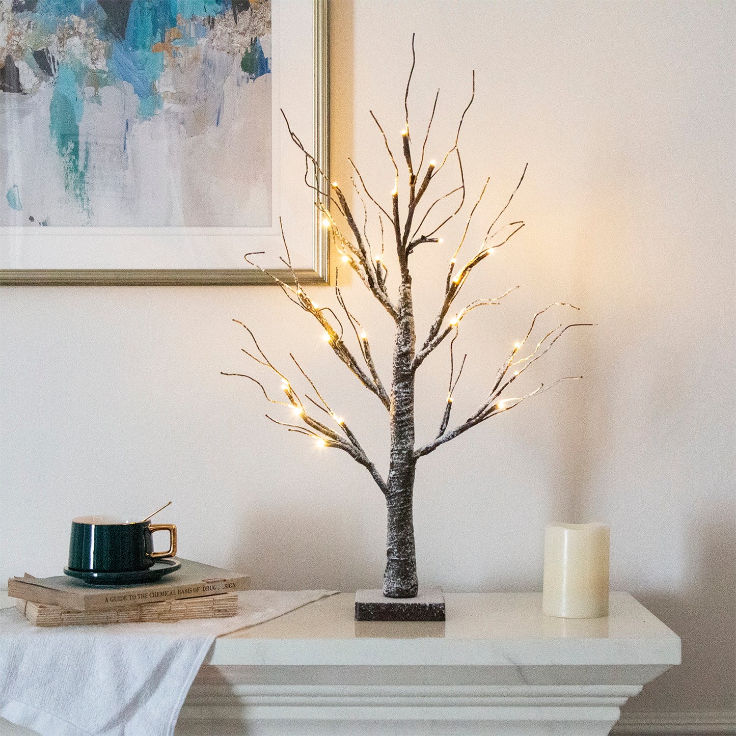 Árbol Bonsái de Nieve EAMBRITE de 24 Pulgadas con Funcionamiento por Batería