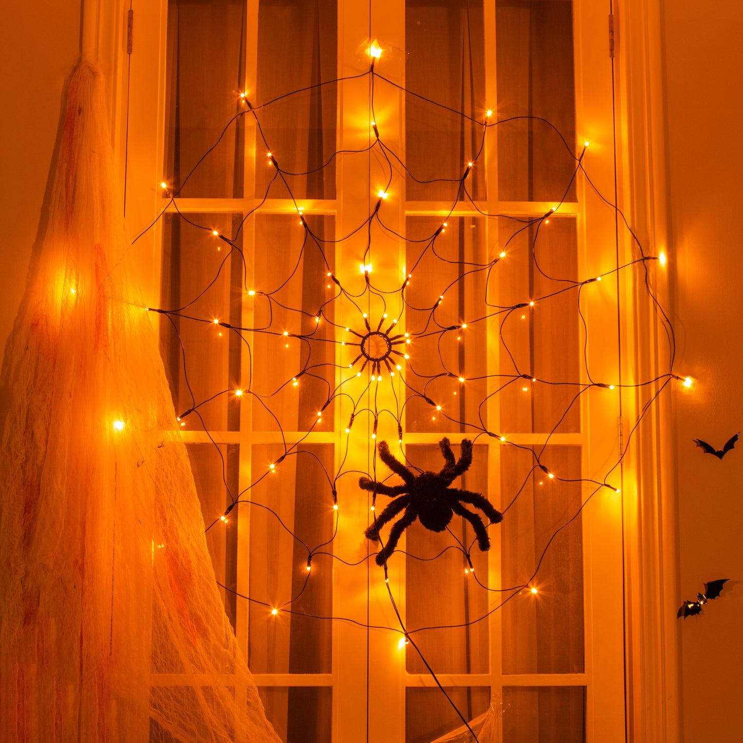 EAMBRITE Halloween Spider Web Lights with 70LED Orange Lights