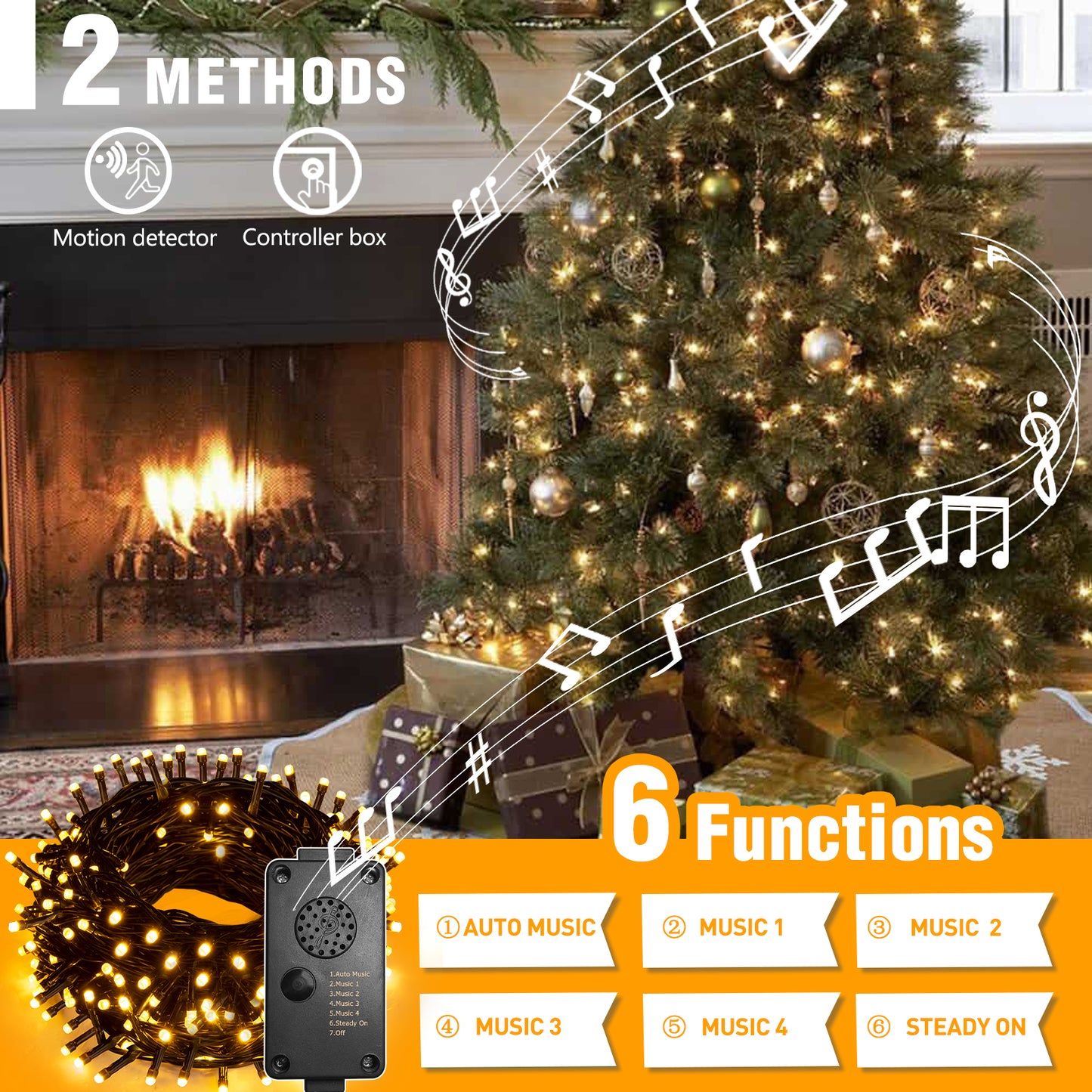 EAMBRITE Christmas Lights Outdoor 82 Ft 200 LT Christmas Lights with Cheerful Music