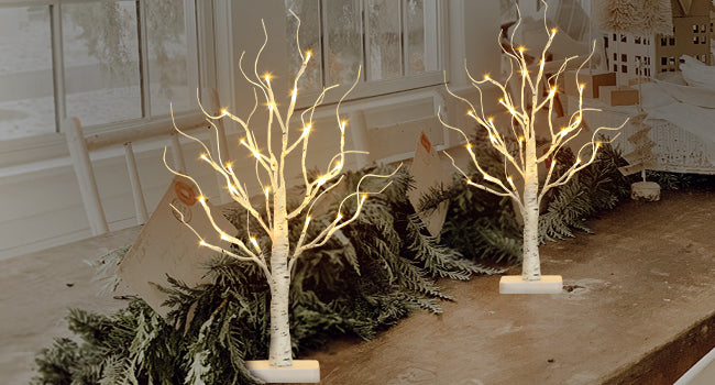 EAMBRITE Birch Tree with LED Lights for Christmas Decorations Indoor Lighted Tabletop Tree