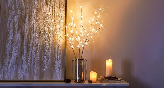 EAMBRITE Pre Lit White Birch Twig Branch Lights