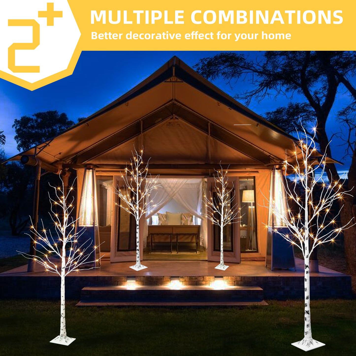 EAMBRITE 5FT 6FT White Birch Tree Set Christmas Tree Decorations